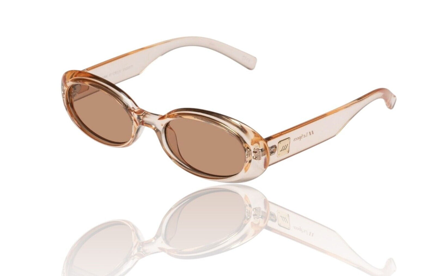 Le Specs Work It Sunglasses | Small Oval, Nougat/Clear Beige, Brown Lenses