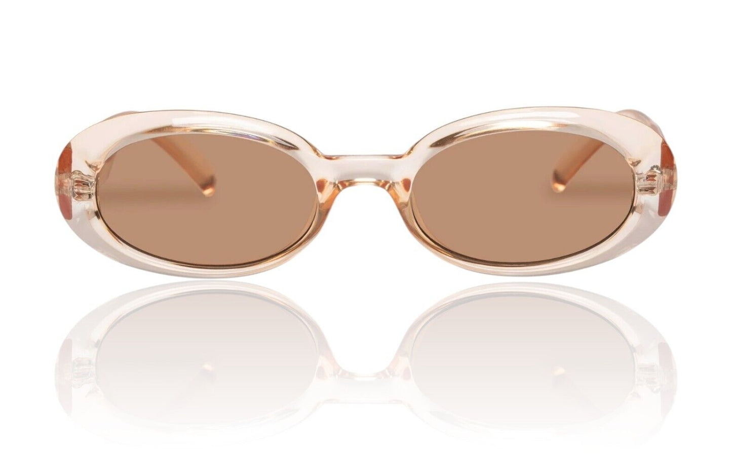 Le Specs Work It Sunglasses | Small Oval, Nougat/Clear Beige, Brown Lenses