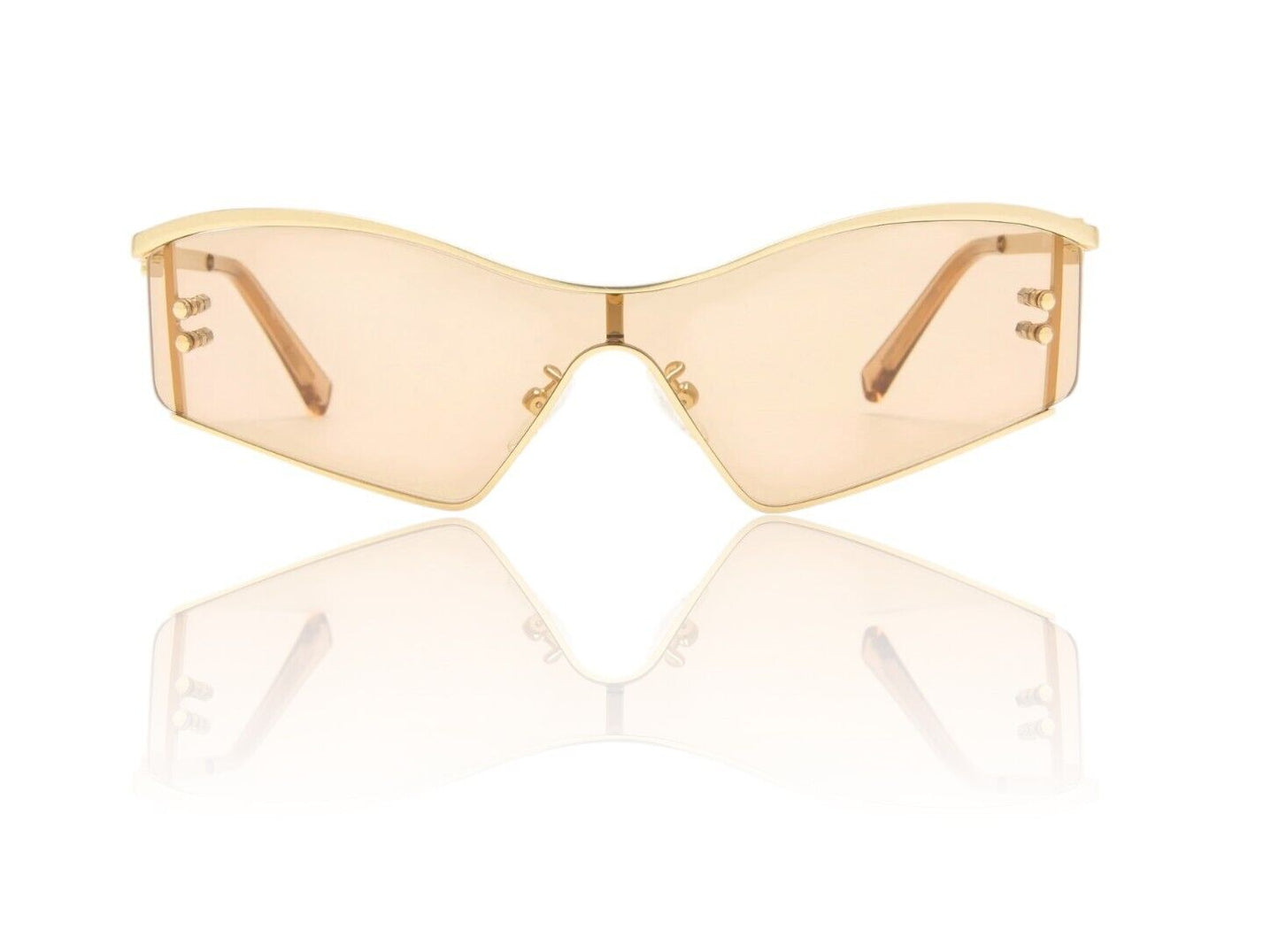 Le Specs Hyperbole Sunglasses | Shield / Wrap, Satin Gold, Rimless, Ltd Edition