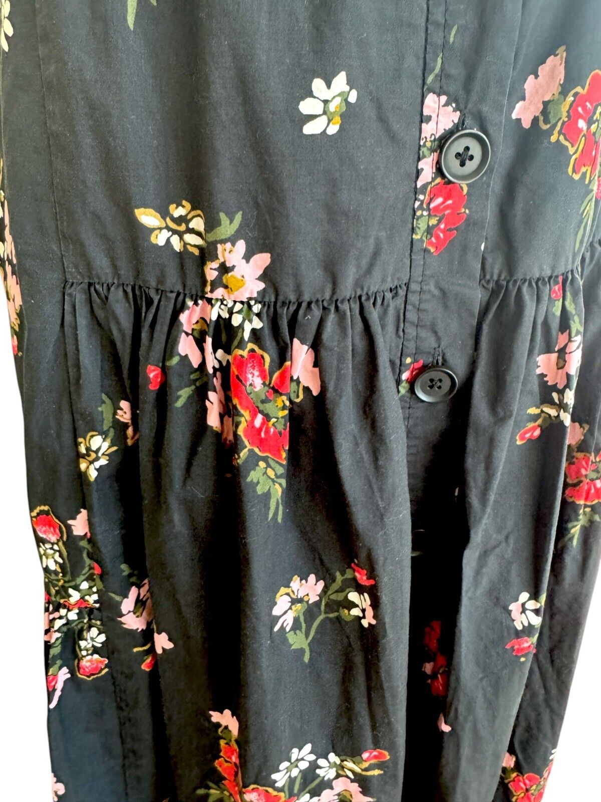 Rebecca Taylor Marguerite Skirt | Black Floral, Sz 6 US, Poplin Cotton, Tiered