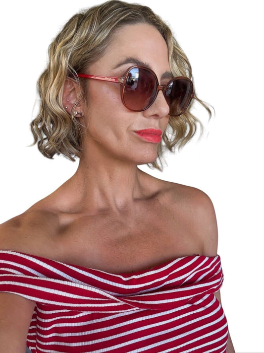 Seafolly Seafolly Montezuma Sunglasses Crystal Tan, Gradient Lenses, Red Arms
