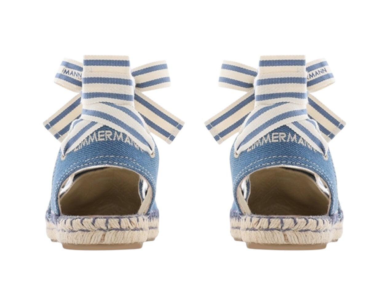 Zimmermann Sol Espadrille Flats| Denim Blue / White, Ankle Strap, Leather Inner