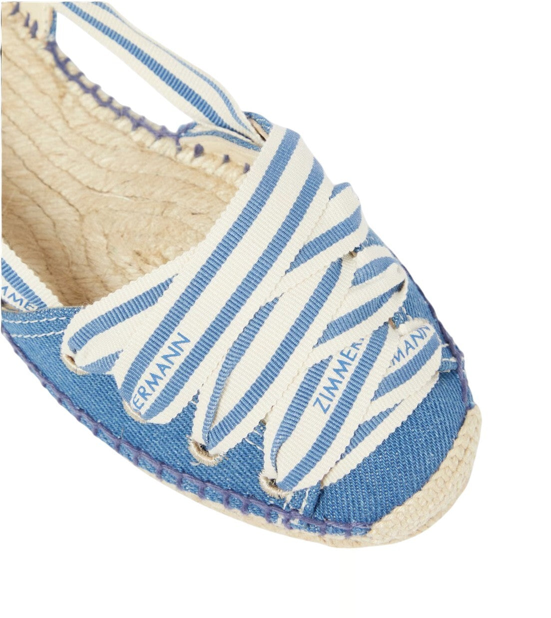 Zimmermann Sol Espadrille Flats| Denim Blue / White, Ankle Strap, Leather Inner