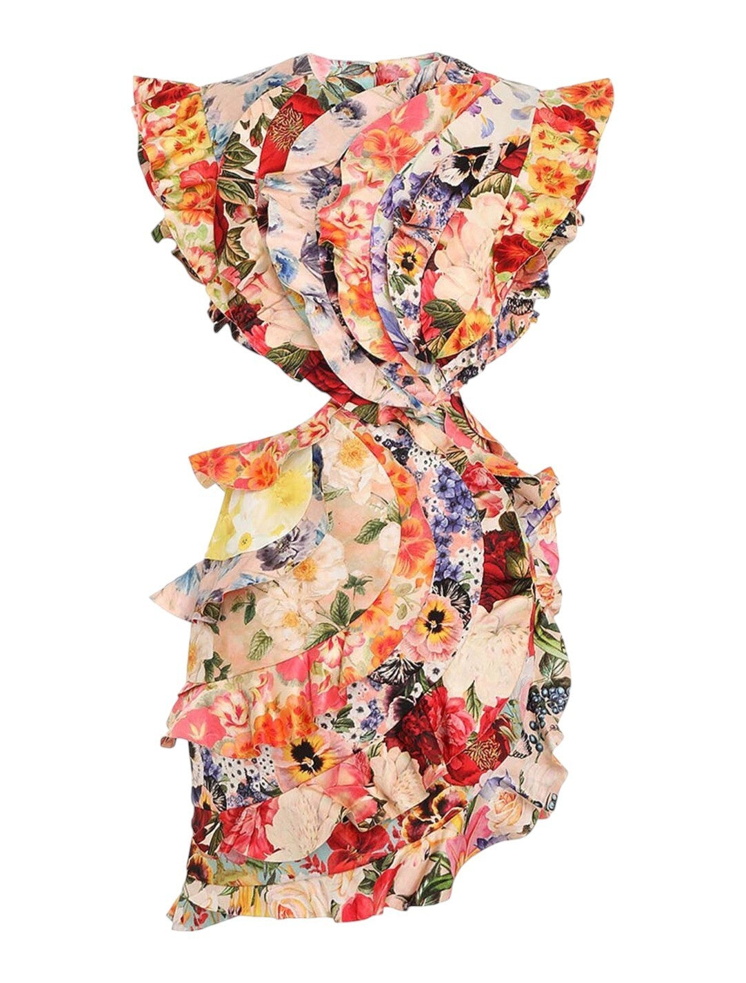 Zimmermann Wonderland Frill Mini Dress | Floral, Cut Outs, Backless, Silk/Linen