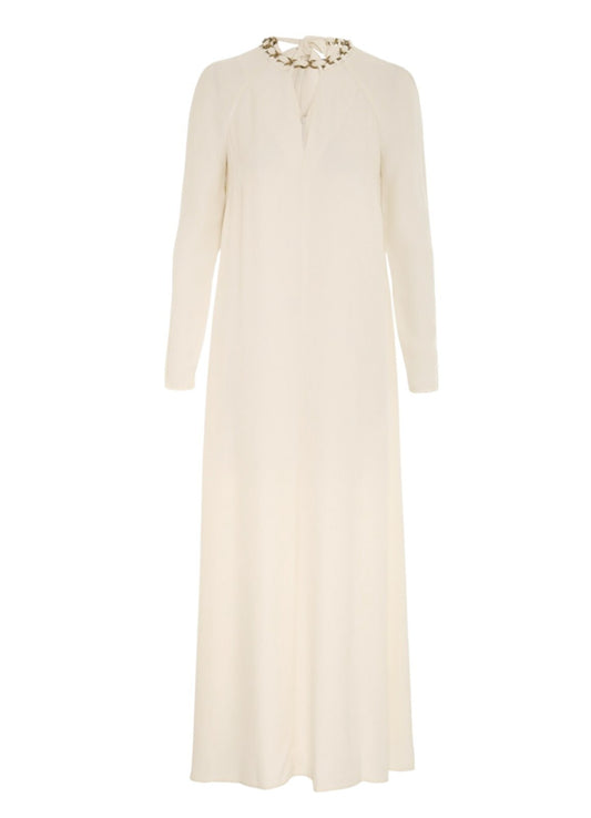 Zimmermann Chain Embellished Maxi Dress |Cream/Off White, Long Sleeve, Viscose