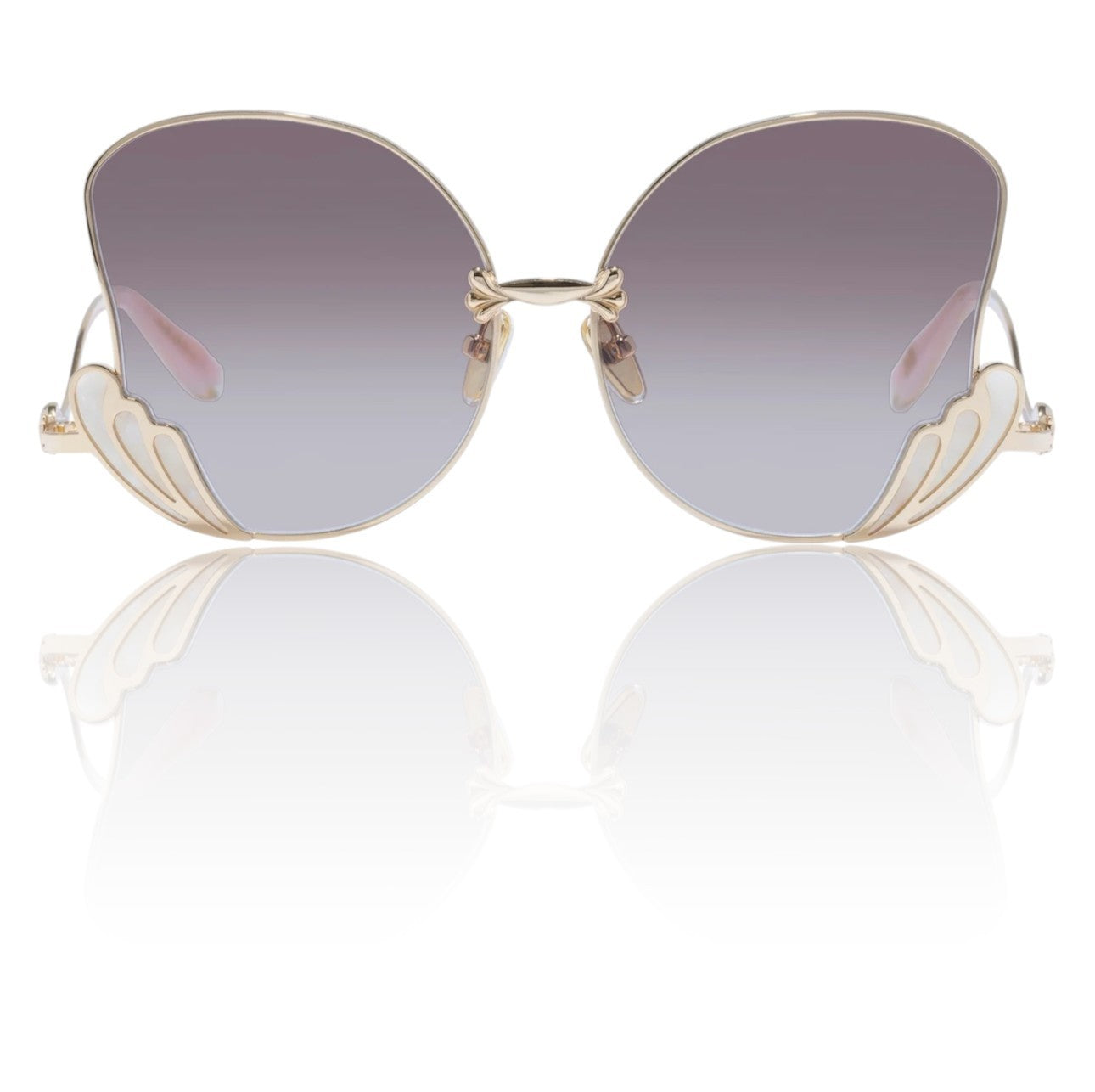 Camilla Goddess Energy Sunglasses | Gold/Ivory Laminate, Butterfly, Oversized