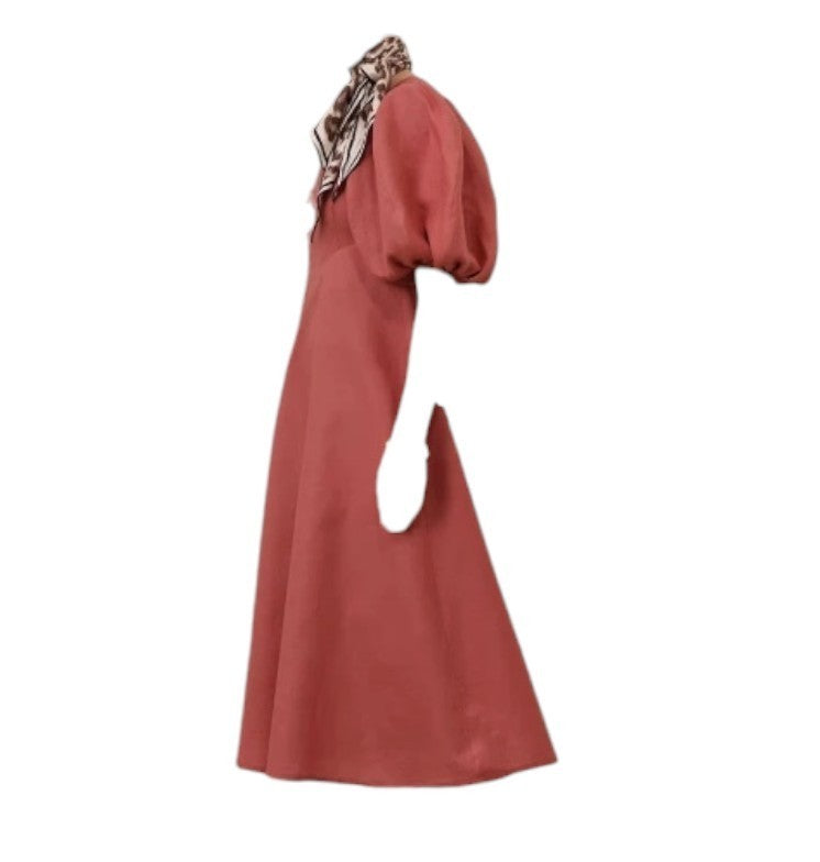 Zimmermann Midi Day Dress | Lipstick/Red/Pink, Blouson/Puff sleeves, Linen