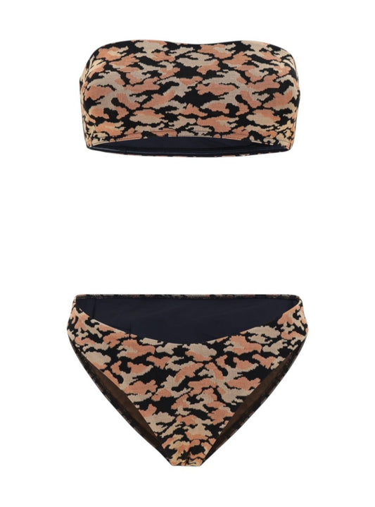 Zimmermann Waverly Textured Bandeau Bikini |Black/Gold, Remove/Adjustable Straps