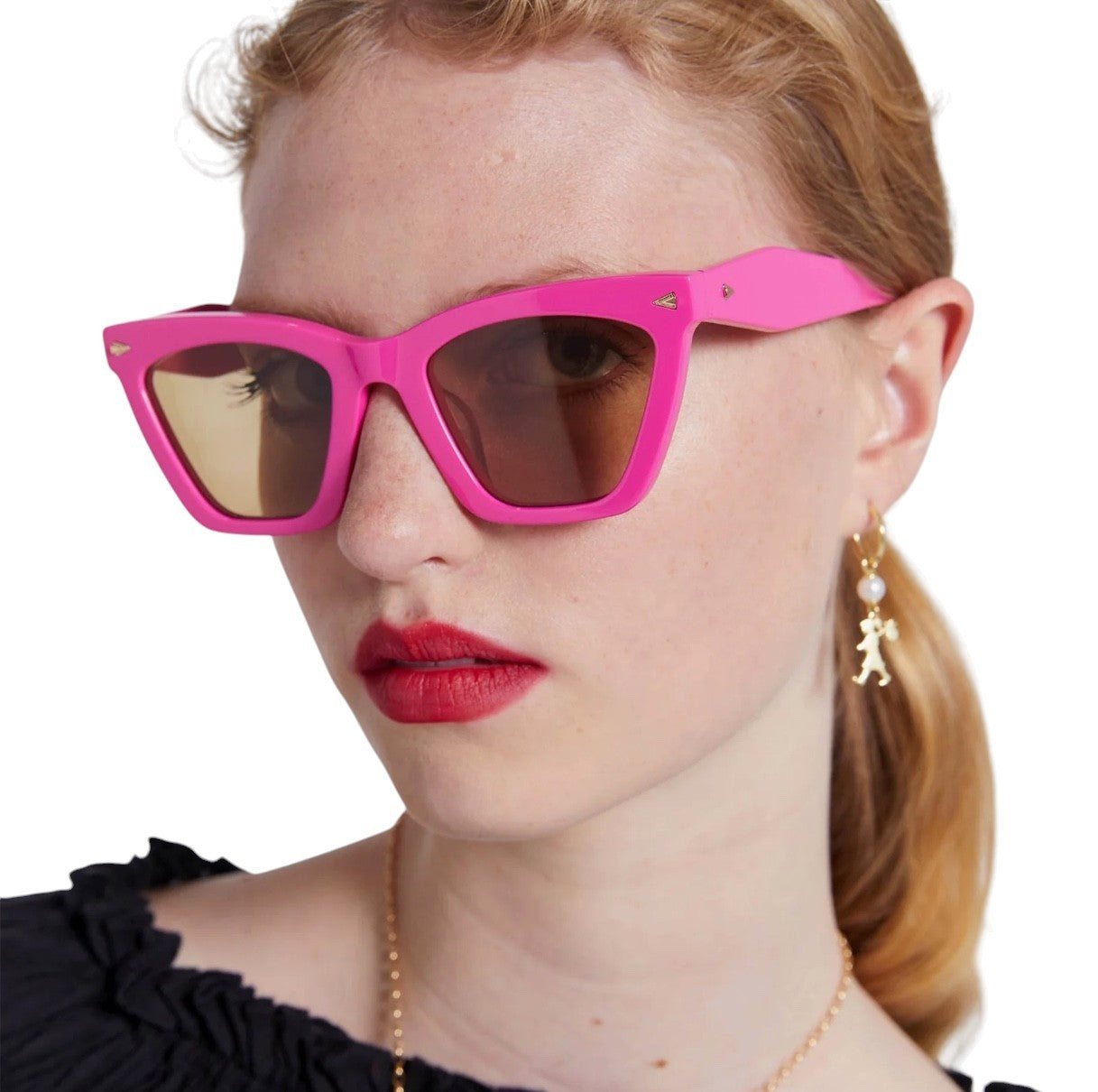 Karen Walker Spellbound Sunglasses | Pink/Fuchsia, Cats Eye, Acetate, Brown Lens