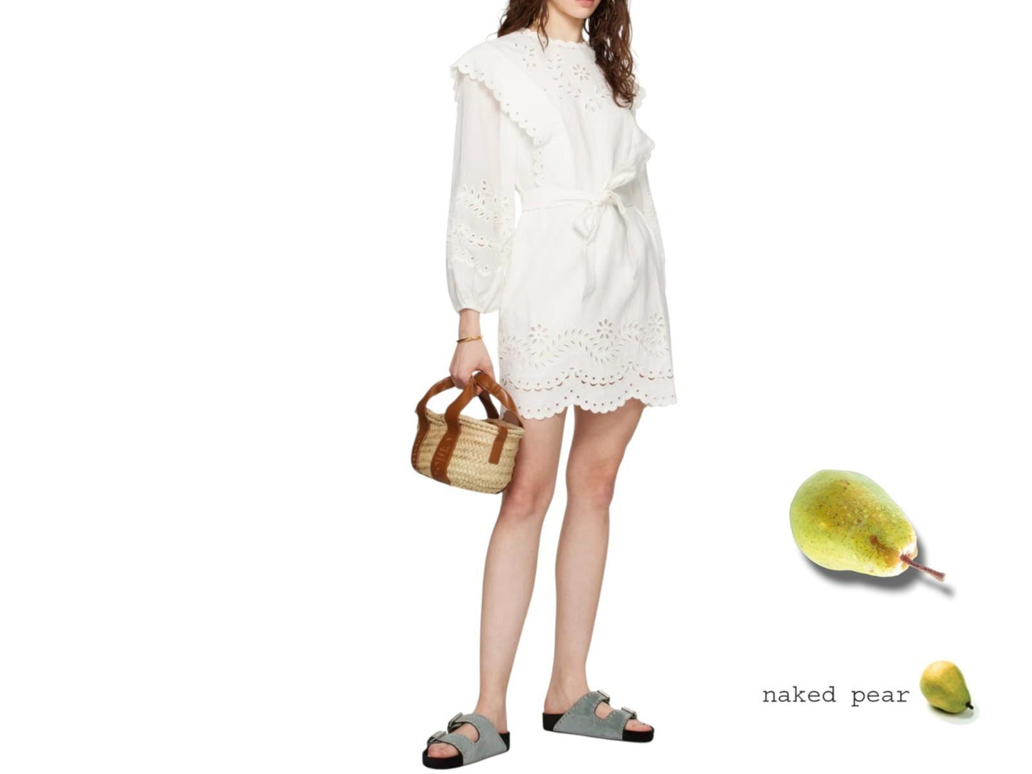 Junie Embroidered Mini Dress | White,, Linen, Belted, Collar, Embroidery, Dolman