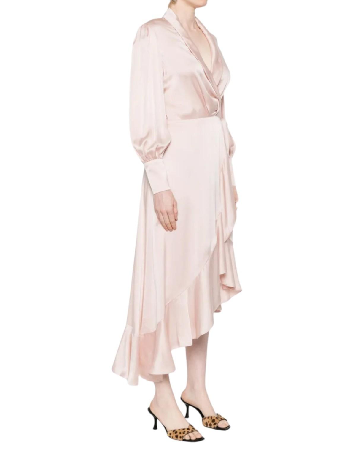 Zimmermann Silk Wrap Midi Dress | Light Pink,  Asymmetric, Silk, Dolman Sleeve
