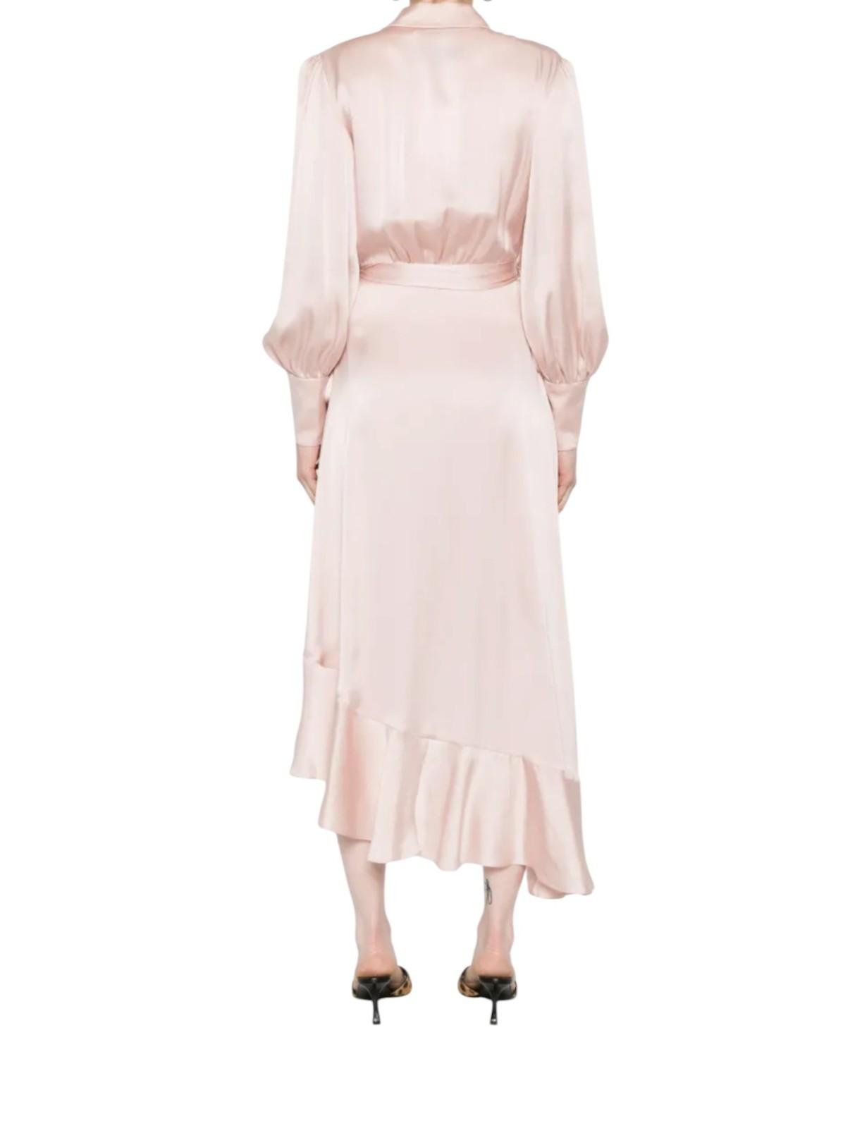 Zimmermann Silk Wrap Midi Dress | Light Pink,  Asymmetric, Silk, Dolman Sleeve