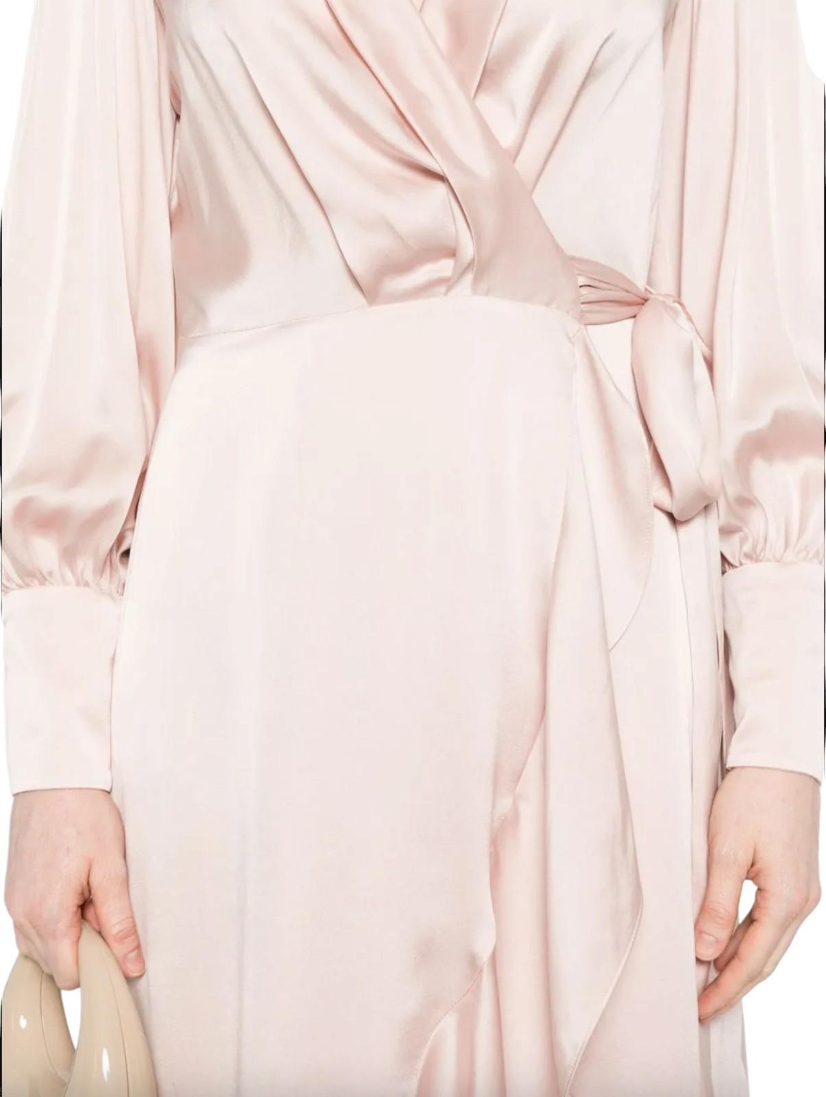 Zimmermann Silk Wrap Midi Dress | Light Pink,  Asymmetric, Silk, Dolman Sleeve