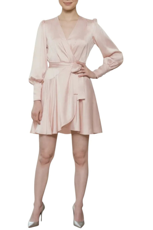 Zimmermann Silk Wrap Mini Dress | Light Pink, Silk, Cocktail, Dolman Sleeves