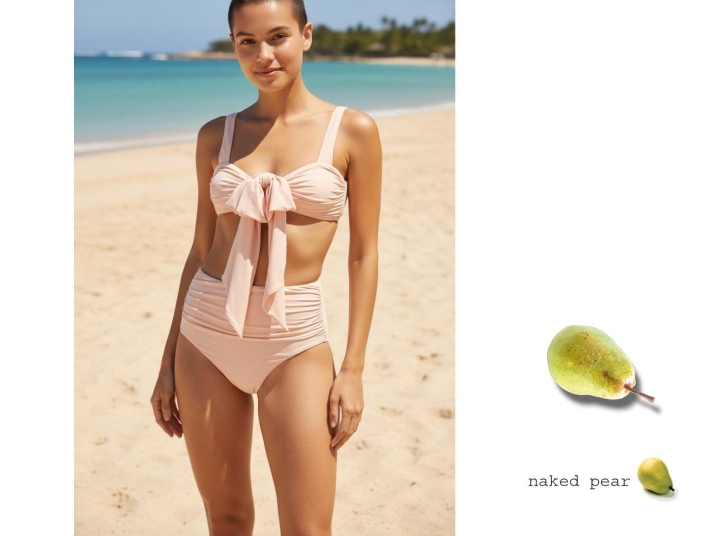 Zimmermann Acacia Drape Bow Bikini | Nude/Light Pink, High Rise, Padded, Straps