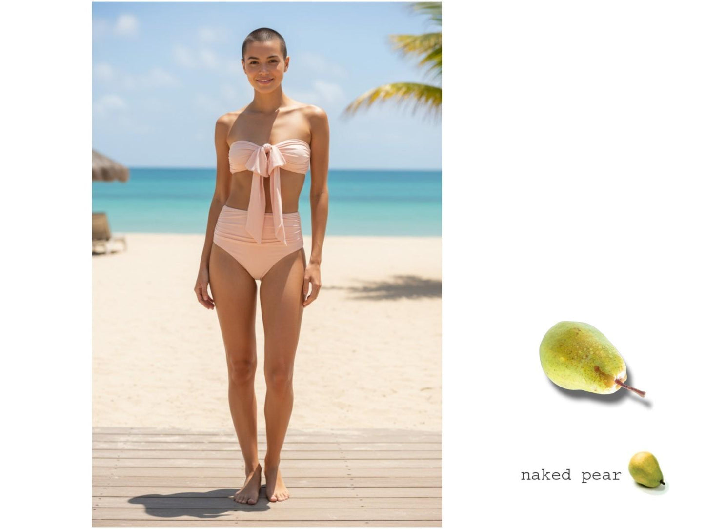 Zimmermann Acacia Drape Bow Bikini | Nude/Light Pink, High Rise, Padded, Straps