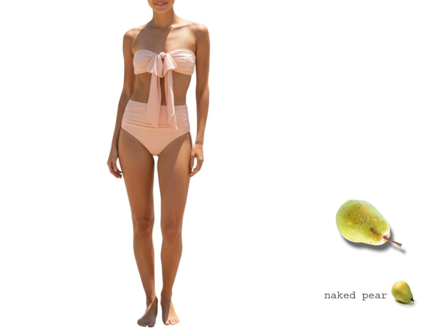 Zimmermann Acacia Drape Bow Bikini | Nude/Light Pink, High Rise, Padded, Straps