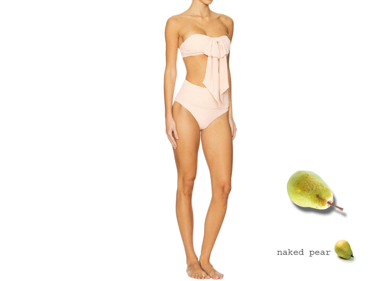 Zimmermann Acacia Drape Bow Bikini | Nude/Light Pink, High Rise, Padded, Straps