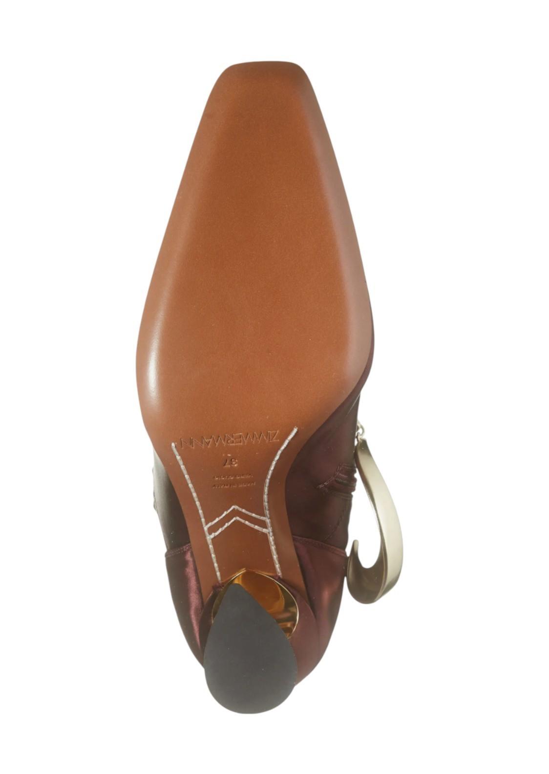 Zimmermann Crescent Stretch Boot Short | Bordeaux/Burgundy, Sock, Ankle, Satin