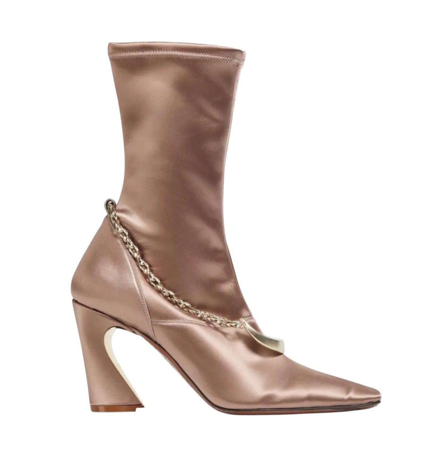 Zimmermann Crescent Stretch Boot Short | Blush/Pink/Gold, Sock, Ankle, Satin