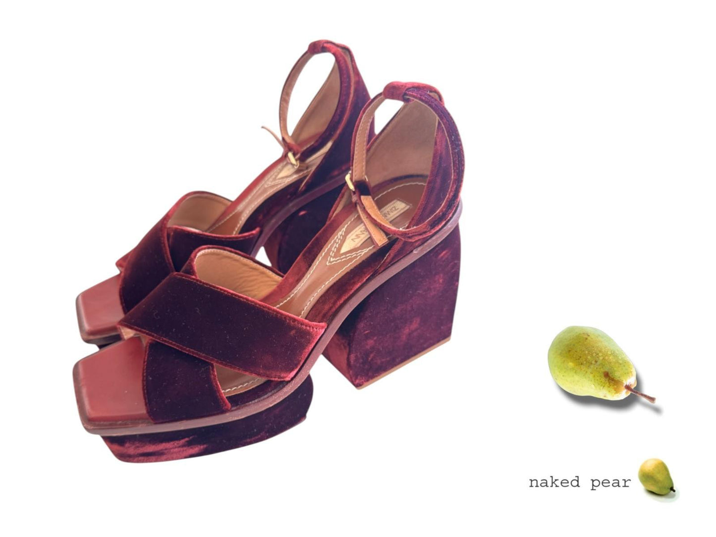 Zimmermann Velvet Platform Sandals | Sz 40, Burgundy, Worn Once, Ankle Strap