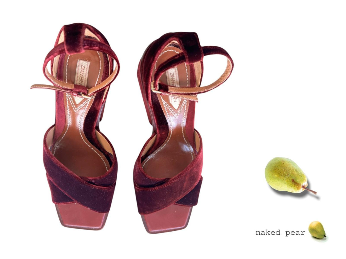 Zimmermann Velvet Platform Sandals | Sz 40, Burgundy, Worn Once, Ankle Strap
