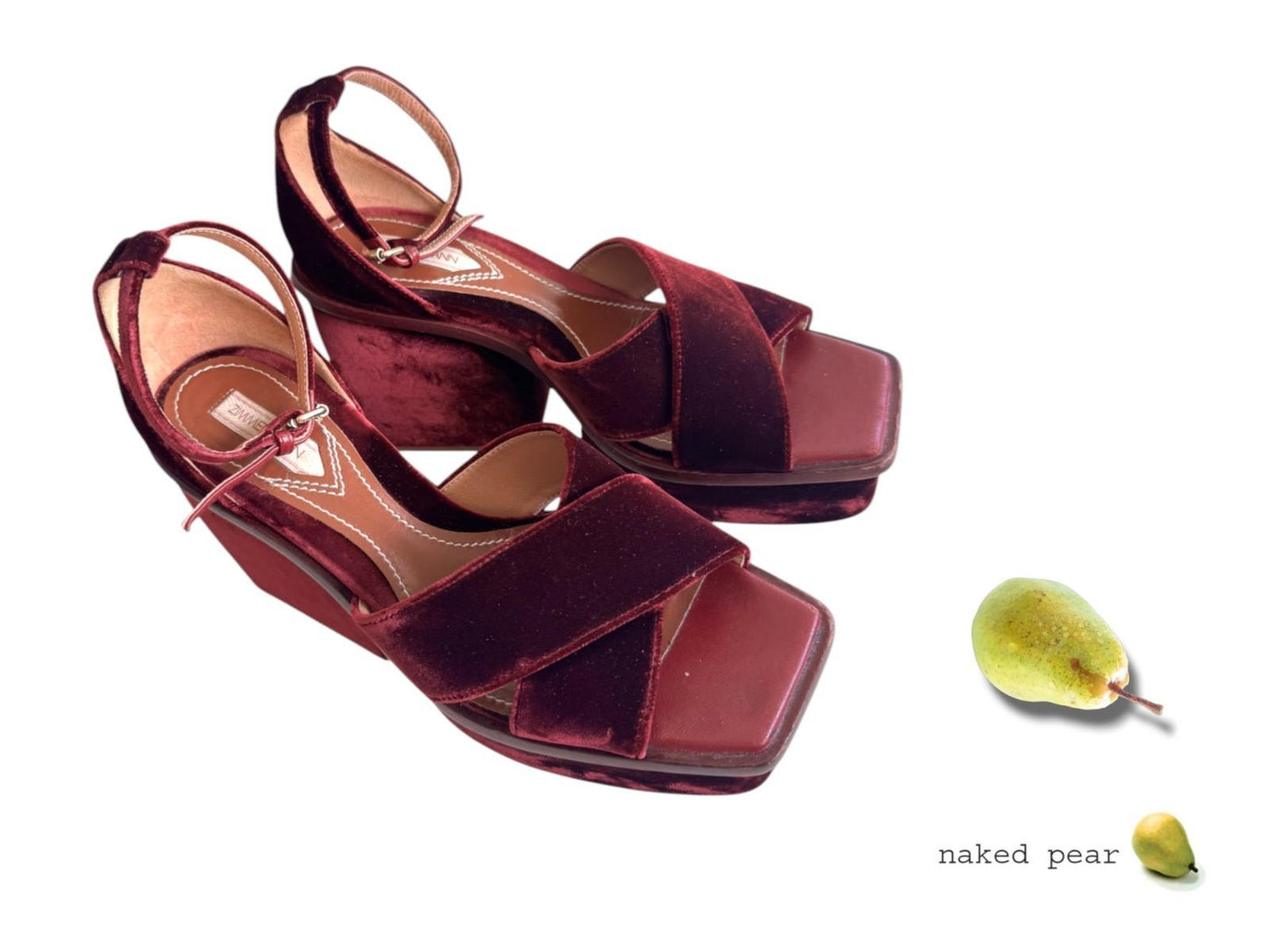 Zimmermann Velvet Platform Sandals | Sz 40, Burgundy, Worn Once, Ankle Strap