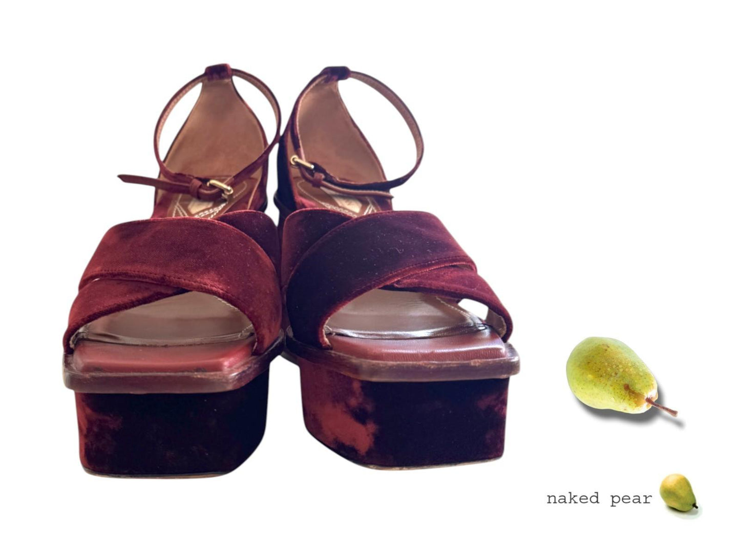 Zimmermann Velvet Platform Sandals | Sz 40, Burgundy, Worn Once, Ankle Strap