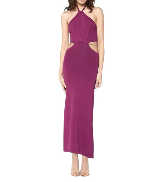 Manning Cartell Limitless Dress |Sz M, Magenta/Pink, Halter, Cutout, Waist Chain