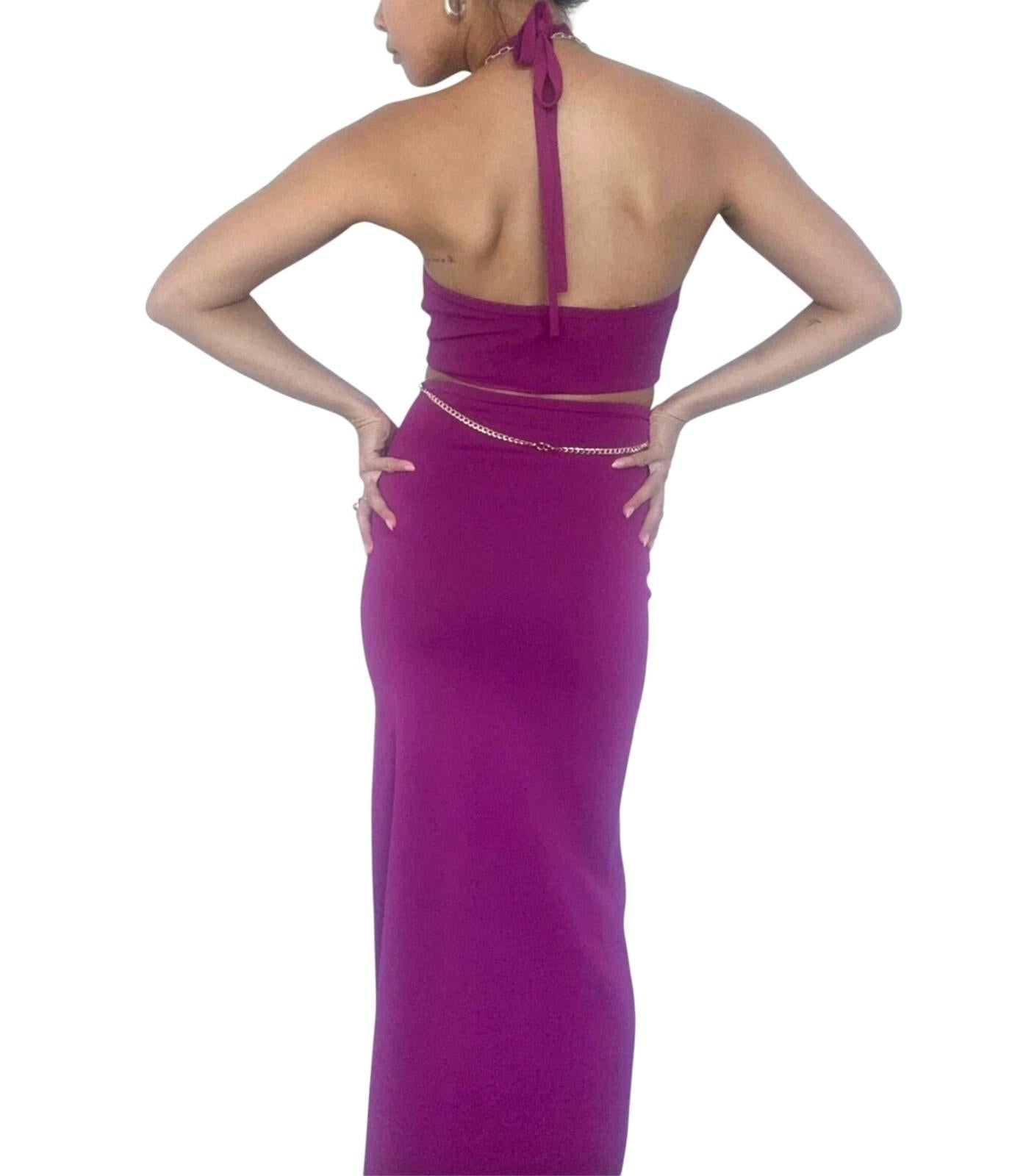 Manning Cartell Limitless Dress |Sz M, Magenta/Pink, Halter, Cutout, Waist Chain
