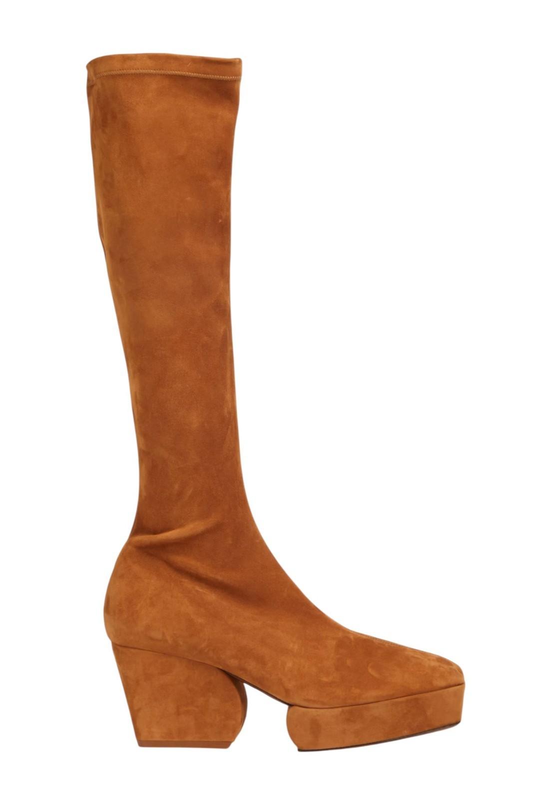 Zimmermann Stretch Suede Platform Boots | Knee High, Tan/Brown, Zipper