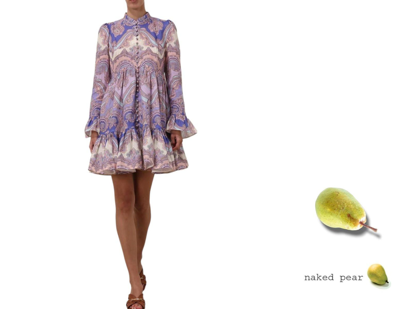 Zimmermann Maxine Long Sleeve Mini Dress | Purple/Blue Paisley, Linen, Buttons