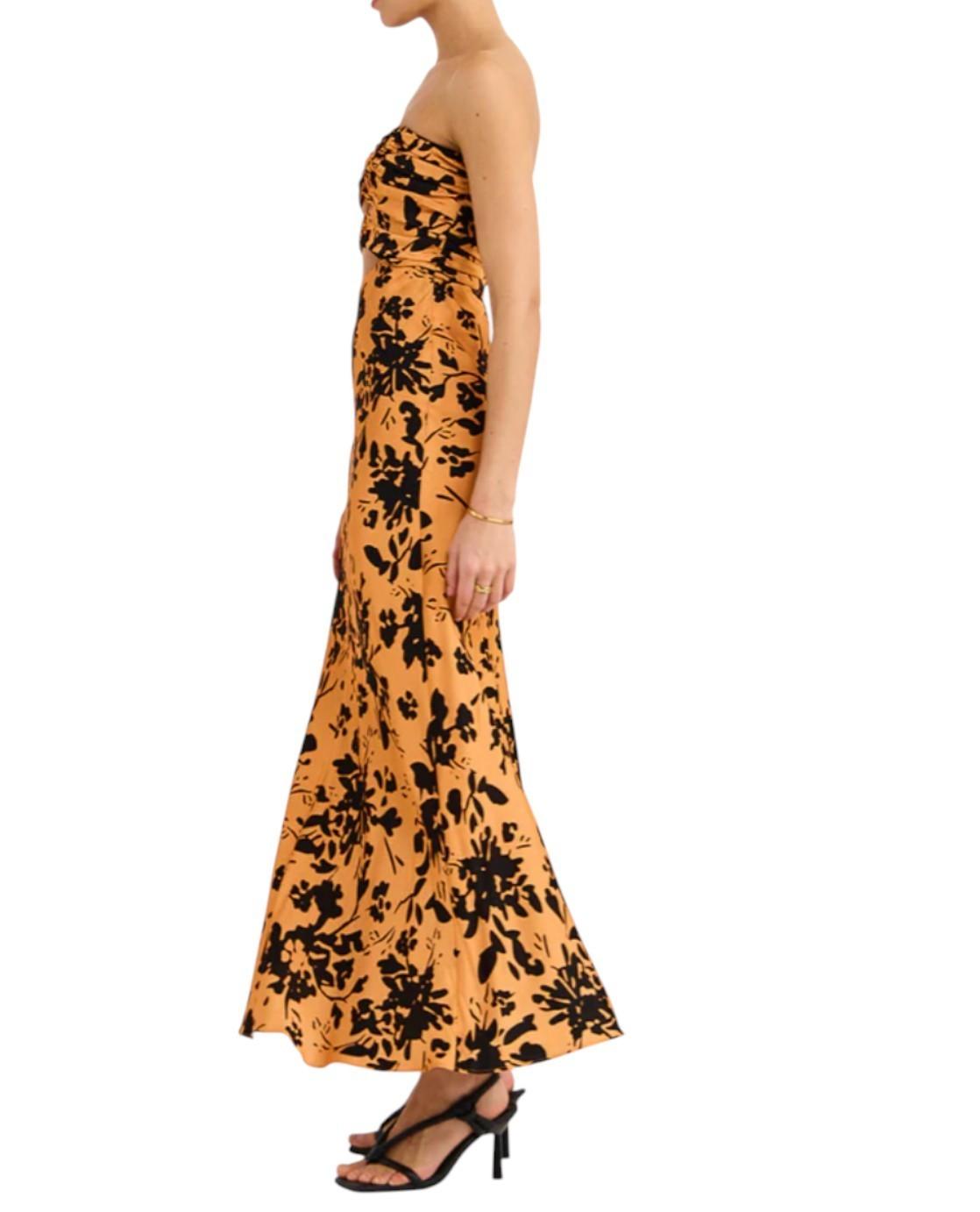 Shona Joy Solare Strapless Cut Out Ruched Midi Dress | Sz AU 10, Feels like 8 AU