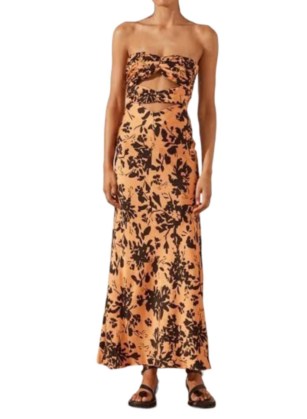 Shona Joy Solare Strapless Cut Out Ruched Midi Dress | Sz AU 10, Feels like 8 AU