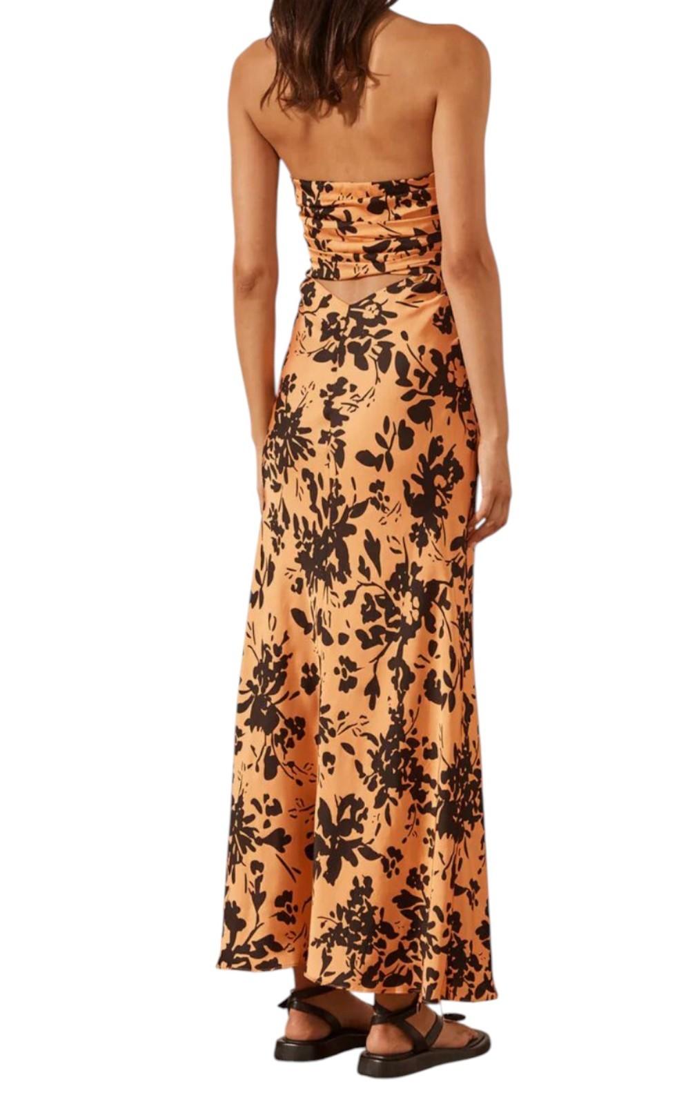 Shona Joy Solare Strapless Cut Out Ruched Midi Dress | Sz AU 10, Feels like 8 AU