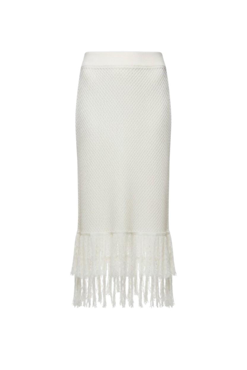 C&M Camilla & Marc Aint No Sunshine Crochet Skirt | Cream/White, Sz 10, Tassles