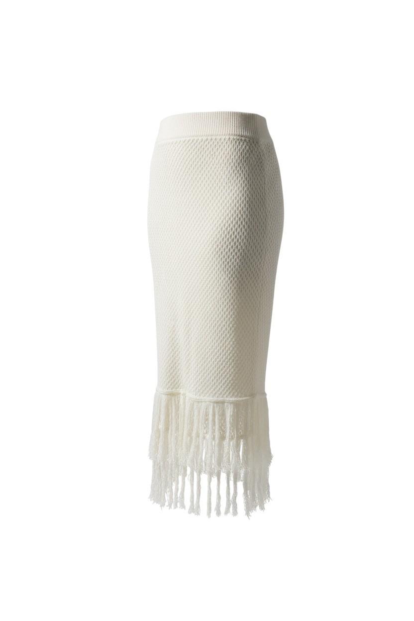 C&M Camilla & Marc Aint No Sunshine Crochet Skirt | Cream/White, Sz 10, Tassles