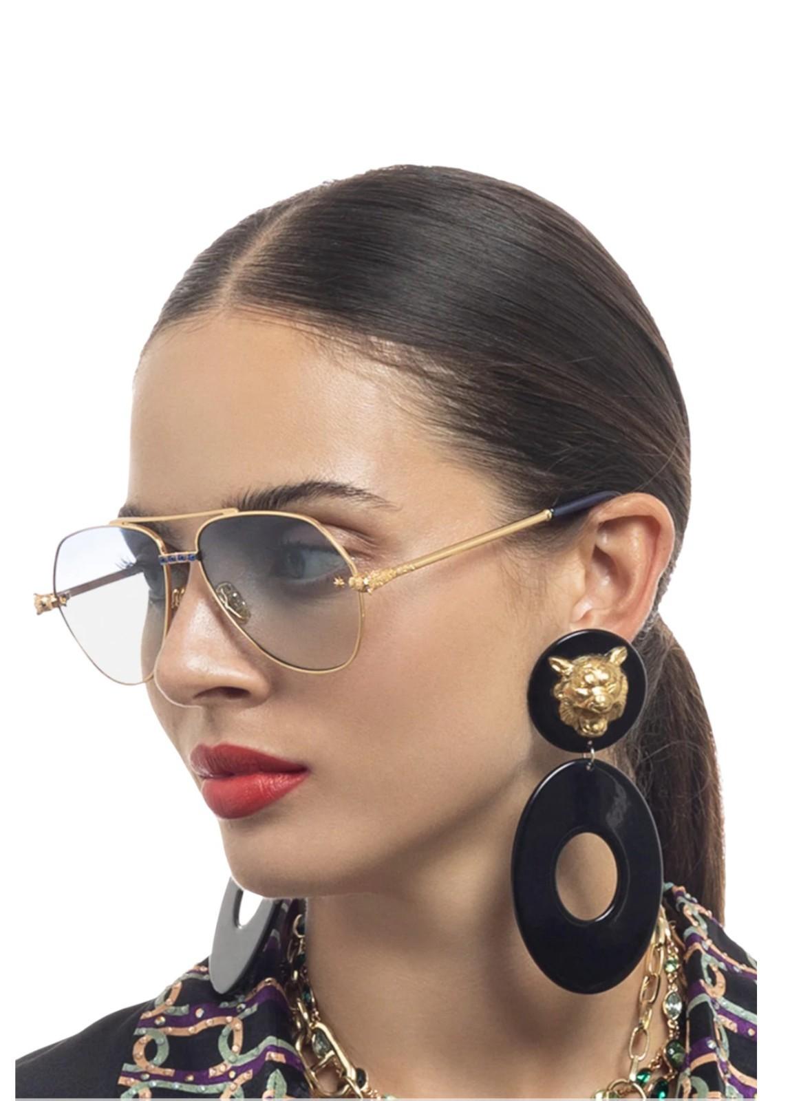 Camilla Nothing in Moderation Sunglasses | Aviator, Metal, Gold, Blue Gradient