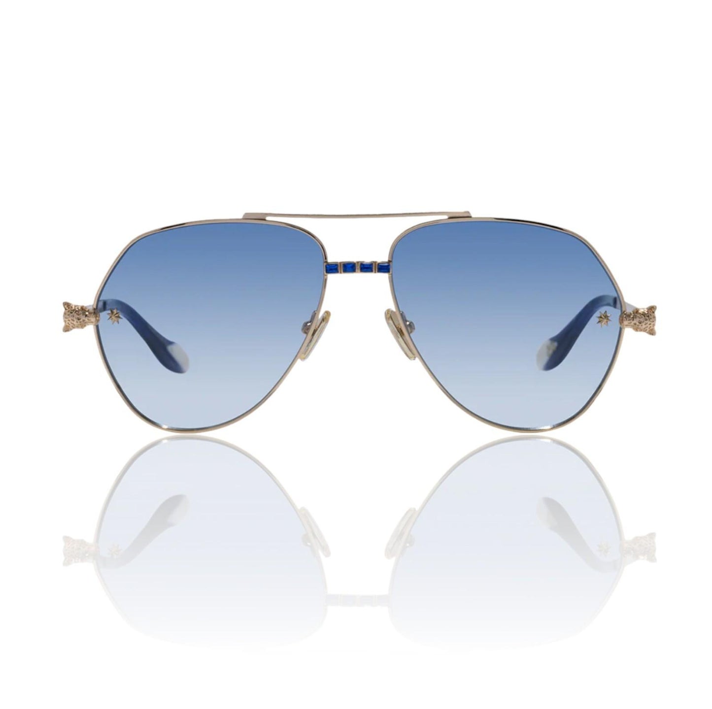 Camilla Nothing in Moderation Sunglasses | Aviator, Metal, Gold, Blue Gradient