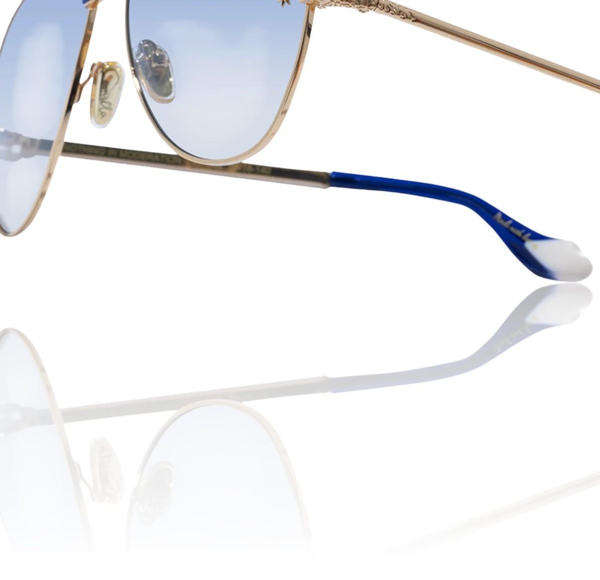 Camilla Nothing in Moderation Sunglasses | Aviator, Metal, Gold, Blue Gradient