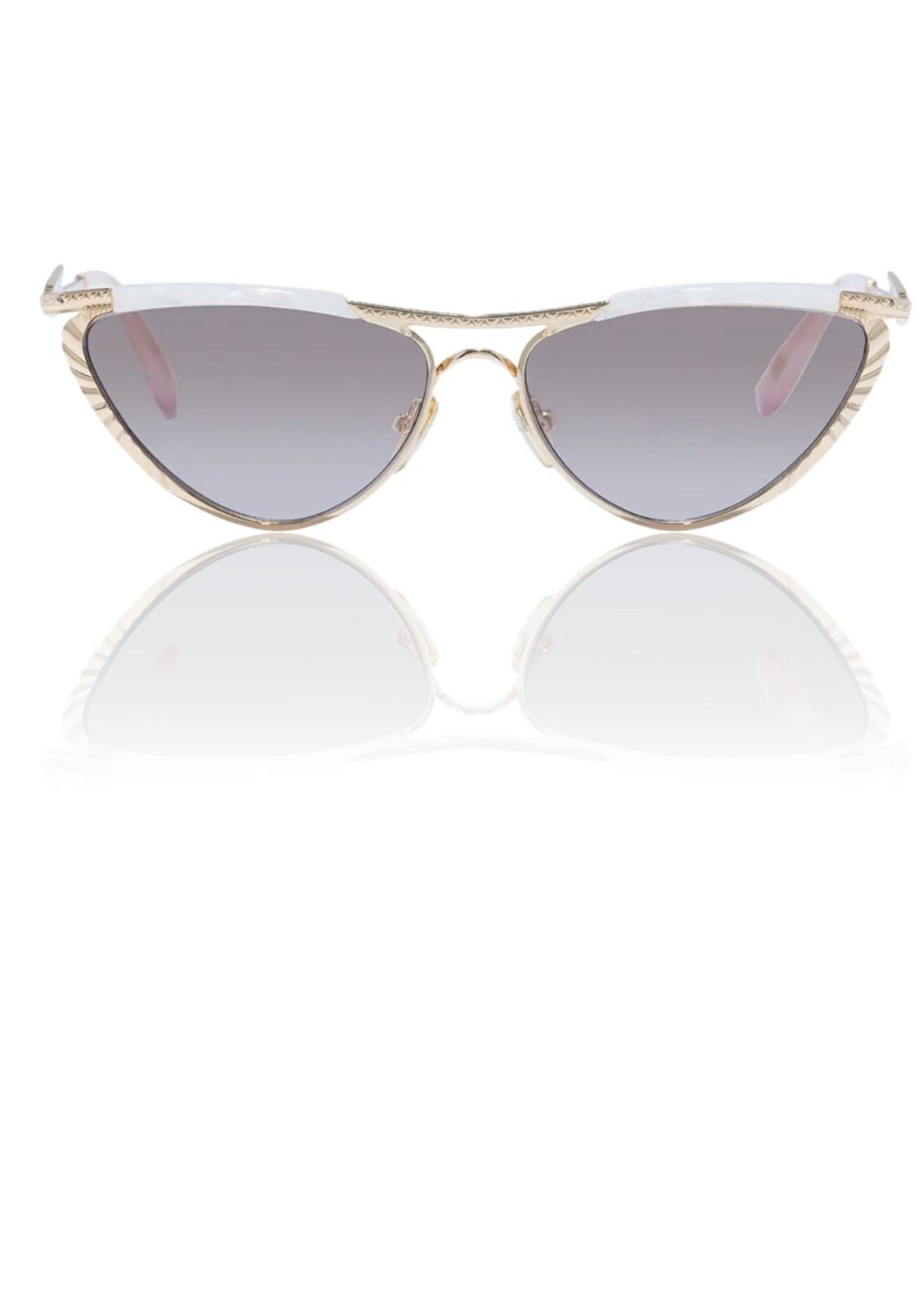 Camilla Pyramid Paramour Sunglasses | Ivory White Marble/Gold, Metal, Cat Eye