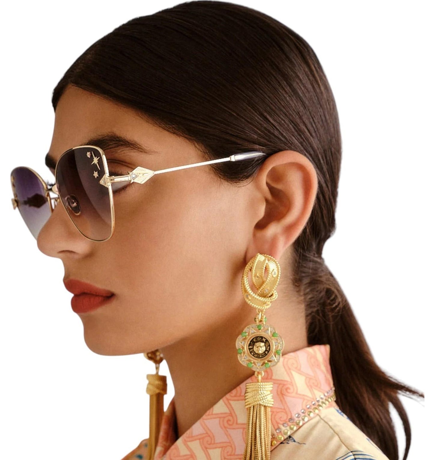 Camilla Desert Reign Sunglasses | Gold/Lilac Marble, Grey Gradient Lens, Metal