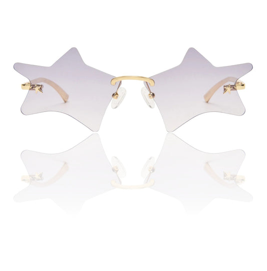 Le Specs Twinkle Sunglasses | Star Shape, Gold/Smoke, Rimless, Gradient Lenses