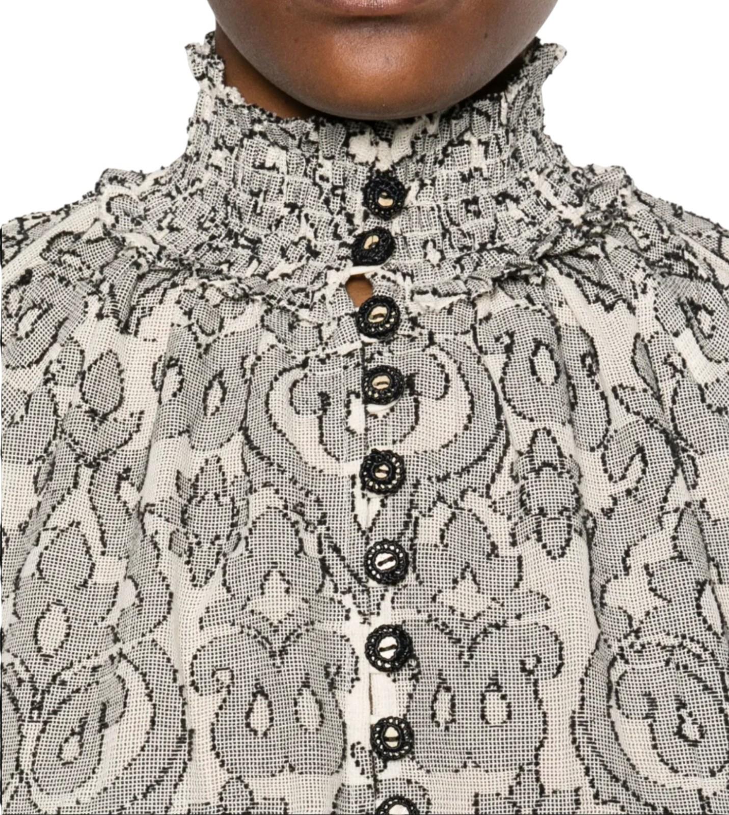 Zimmermann Wylie Lantern Mini Dress | Black/White Paisley, Belt, Puff Sleeve