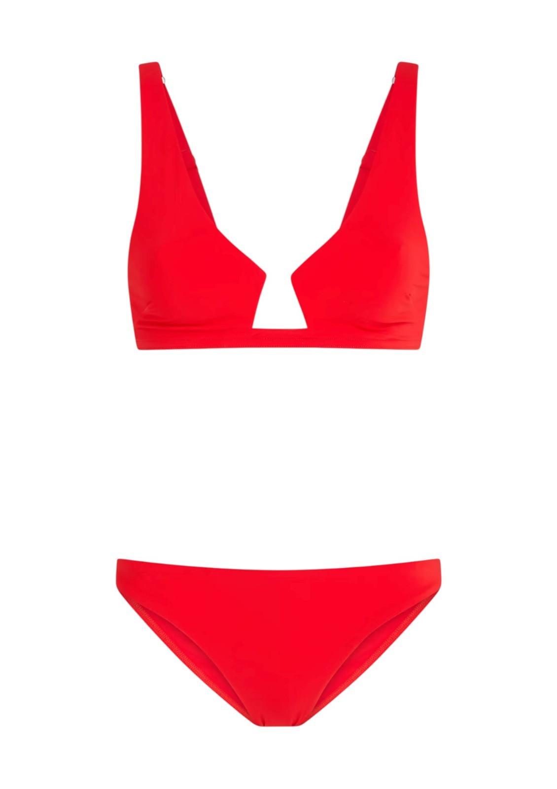 Zimmermann Lightburst Wire Front Bikini Set| Scarlet/Red, Low Rise, V Neck