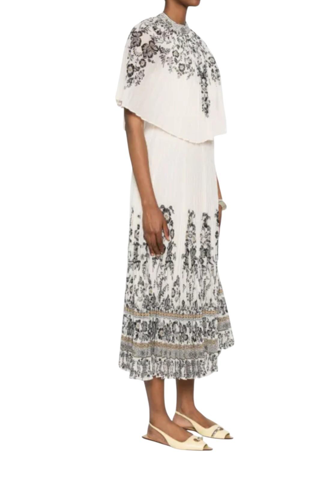 Zimmermann Dawning Sunray Midi Dress | Pleated, Black/White, High Neck, Printed