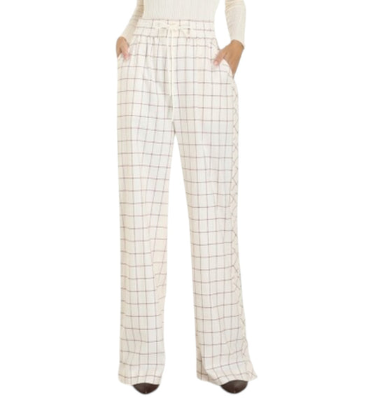 Zimmermann Checkered Pant | Cream/Black Check, Sz 2, Linen, High Waisted