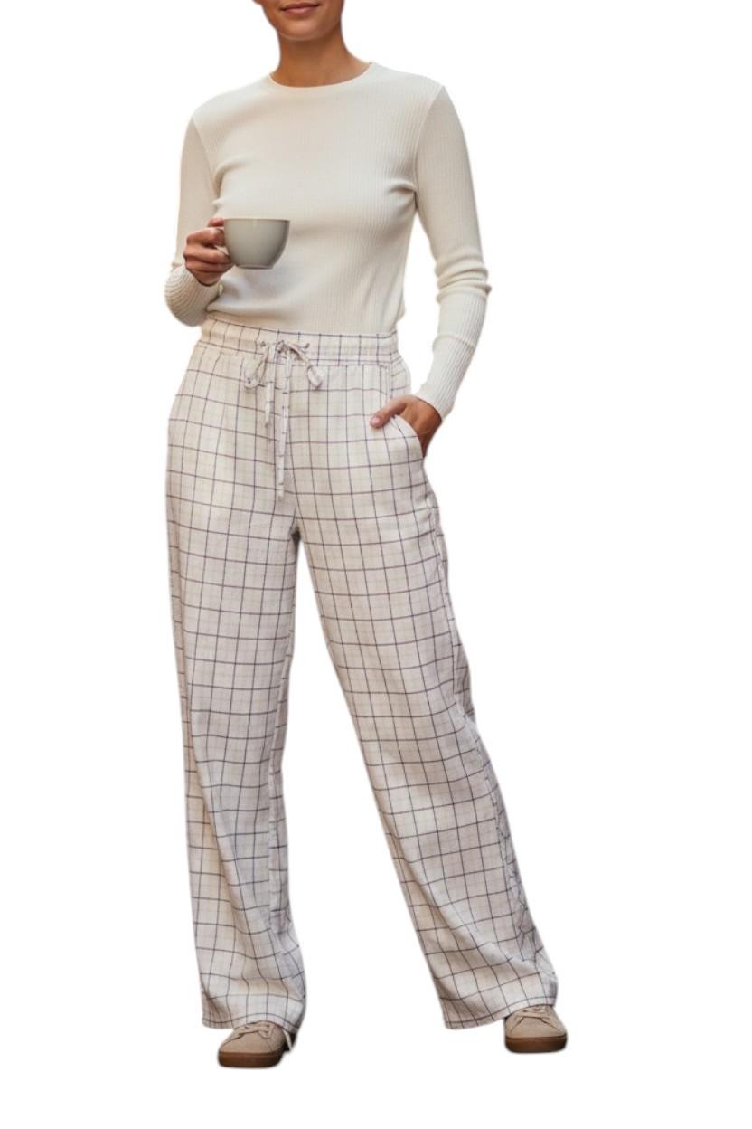 Zimmermann Checkered Pant | Cream/Black Check, Sz 2, Linen, High Waisted