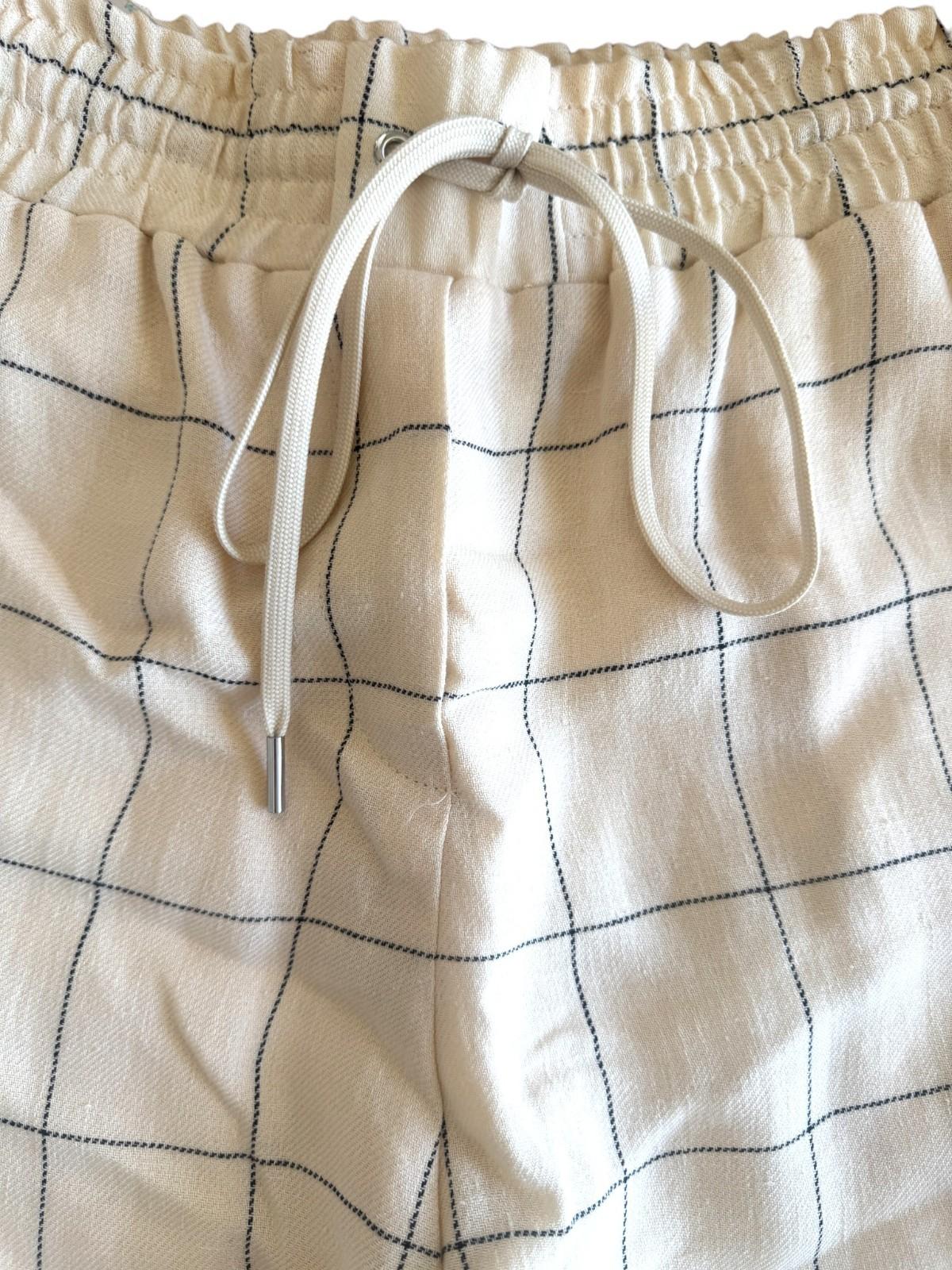 Zimmermann Checkered Pant | Cream/Black Check, Sz 2, Linen, High Waisted