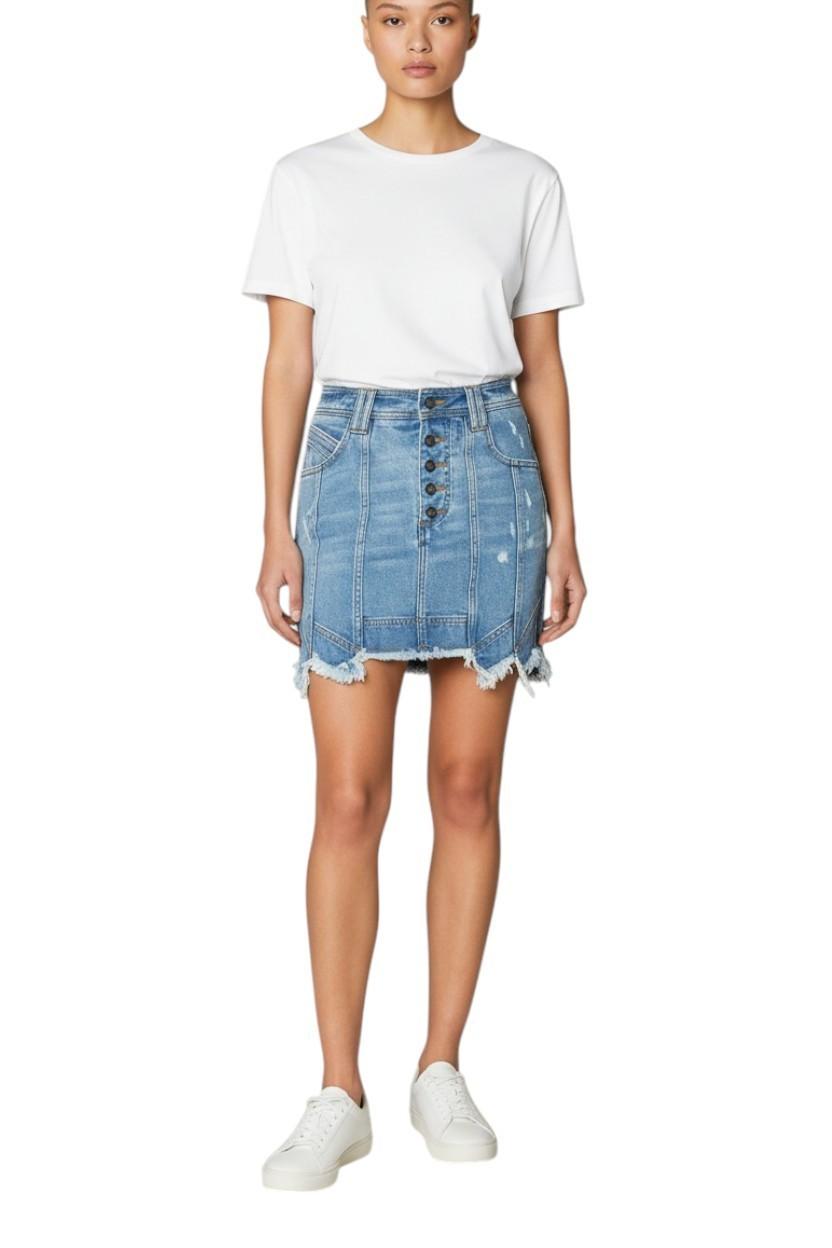 Aje. Crawford Denim Mini Skirt | Sz 12, Distressed, Stretch, As New, High Waist